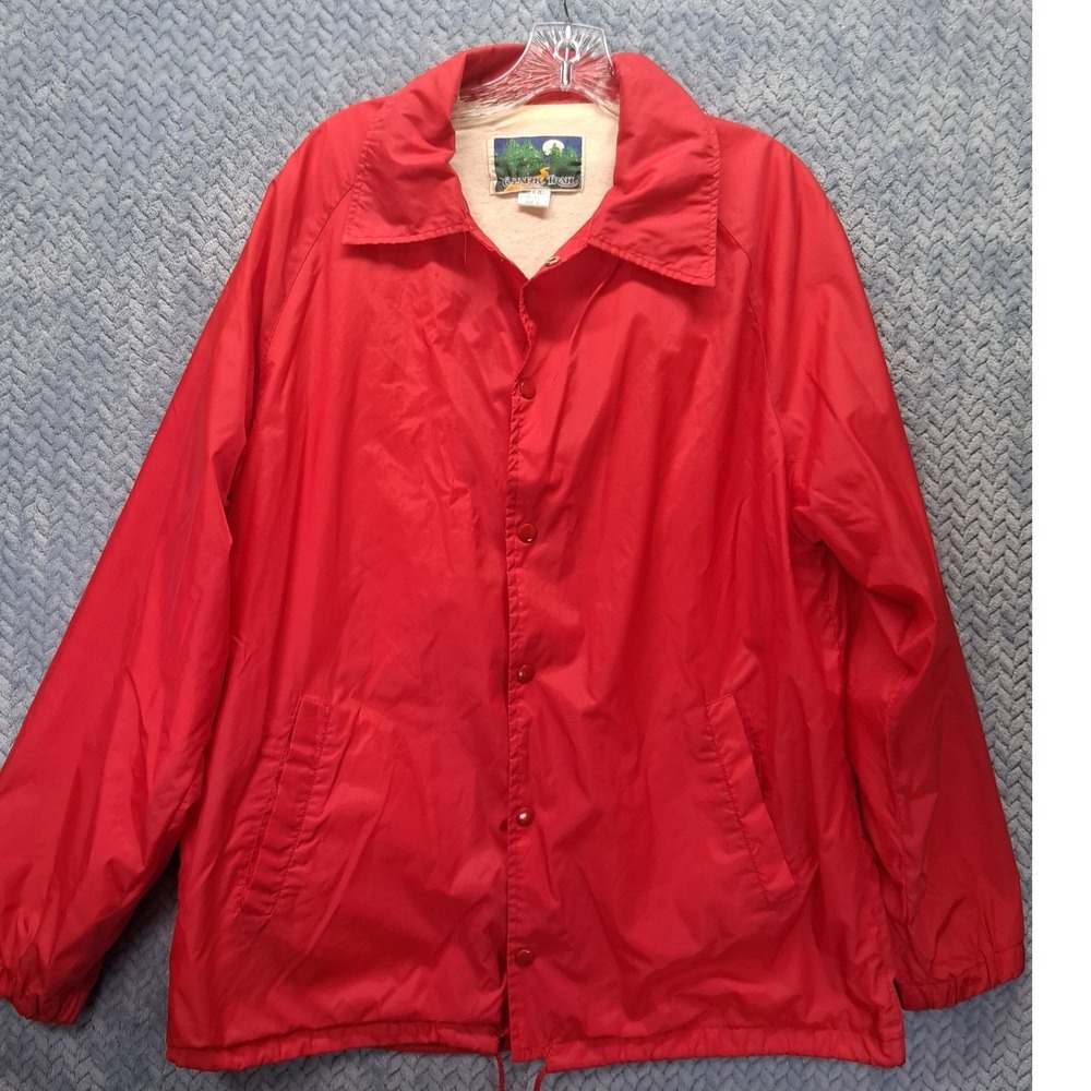 Vintage Ozark Trail Red Coaches Jacket Nylon Windbreaker Cotton Lined 10034 L
